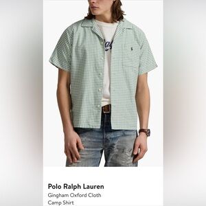 Polo Ralph Lauren Light Green Gingham Camp Shirt
